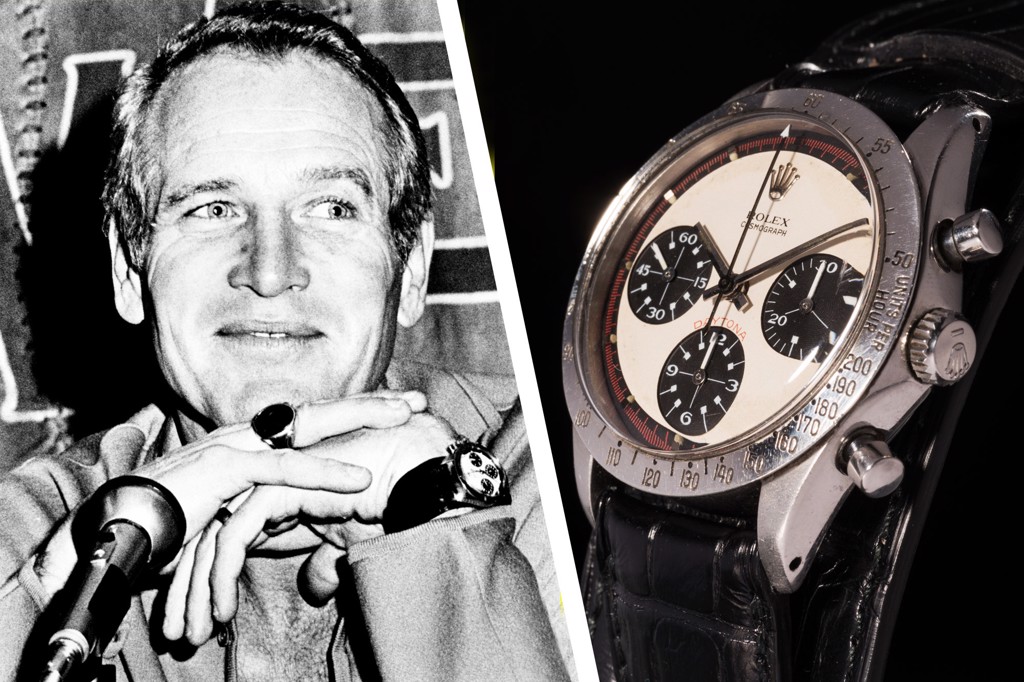 banner Paul Newman - đeo đồng hồ rolex